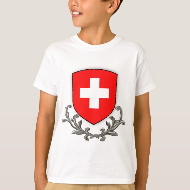 Swiss Wappen Kids Ringer T-Shirt (Vorderseite)
