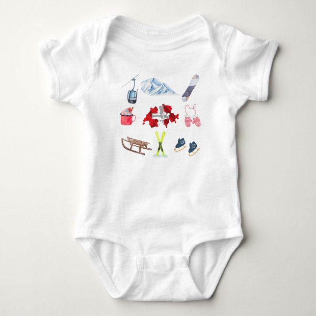 Swiss Winter Travel Combo | Baby Bodysuit Strampler (Vorderseite)