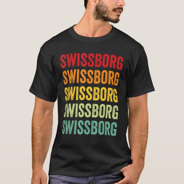 Swissborg Krypto Regenbogen Textdesign T-Shirt (Vorderseite)