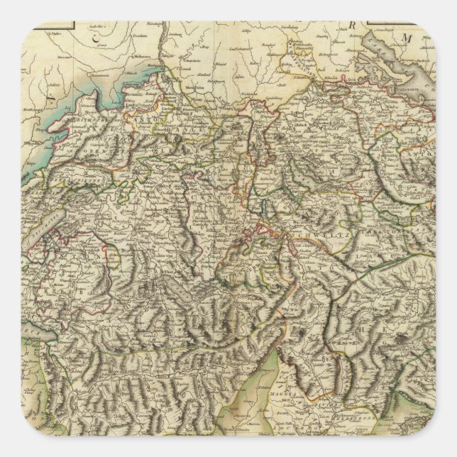 Swisserland - Schweiz Atlas Karte Quadratischer Aufkleber (Vorderseite)