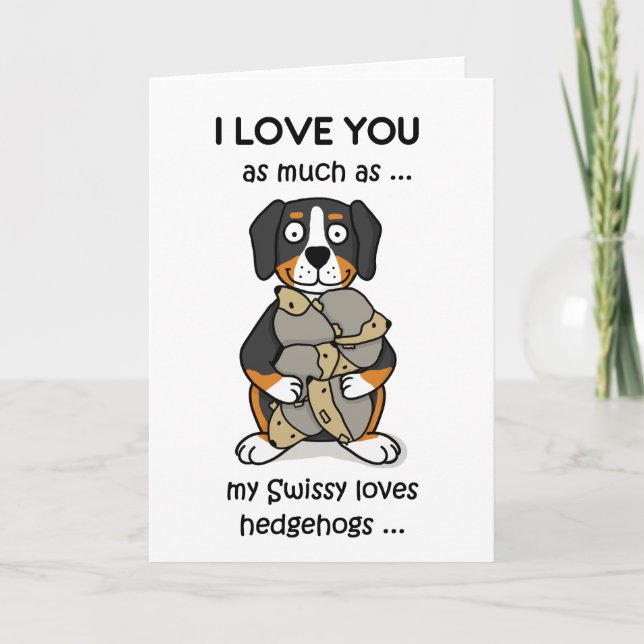 Swissy Grußkarte; Valentines-Liebehund Feiertagskarte (Vorderseite)