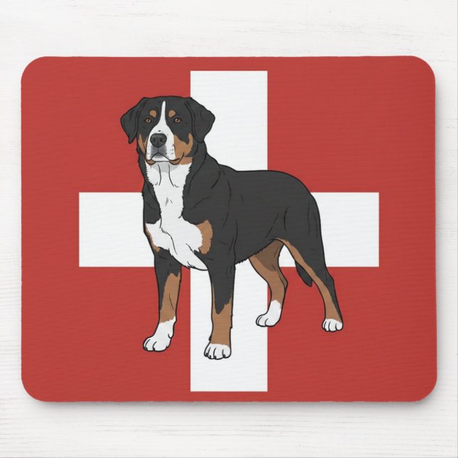 Swissy mit Schweizer Flagge-Mauspad Mousepad (Vorne)