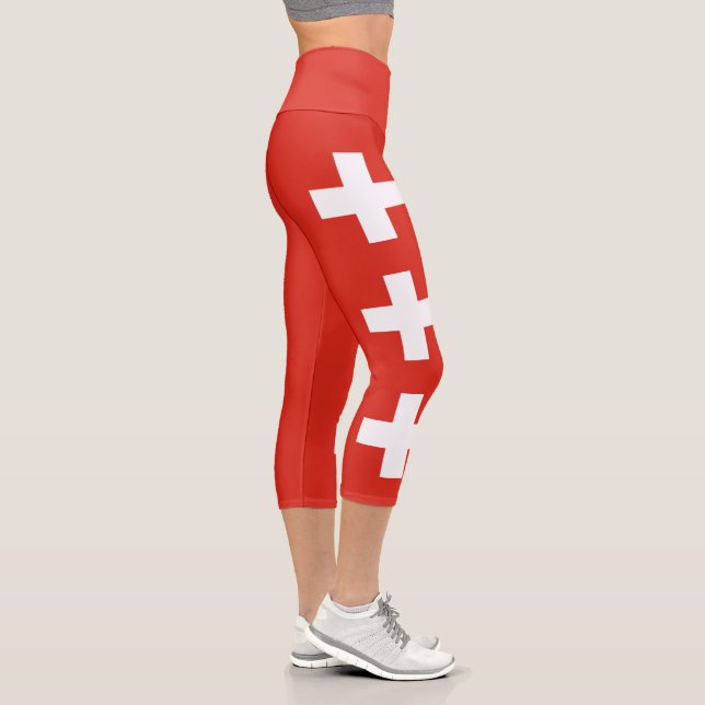 Switzerland Flag Capri Leggings (Rechts)