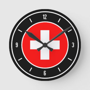Switzerland Flag Elegant Runde Wanduhr