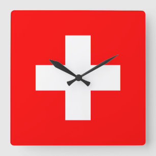 switzerland flag quadratische wanduhr