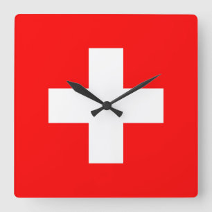 Switzerland Flag Quadratische Wanduhr