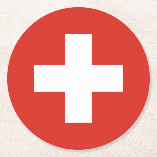 Switzerland Flag Runder Pappuntersetzer (Vorderseite)
