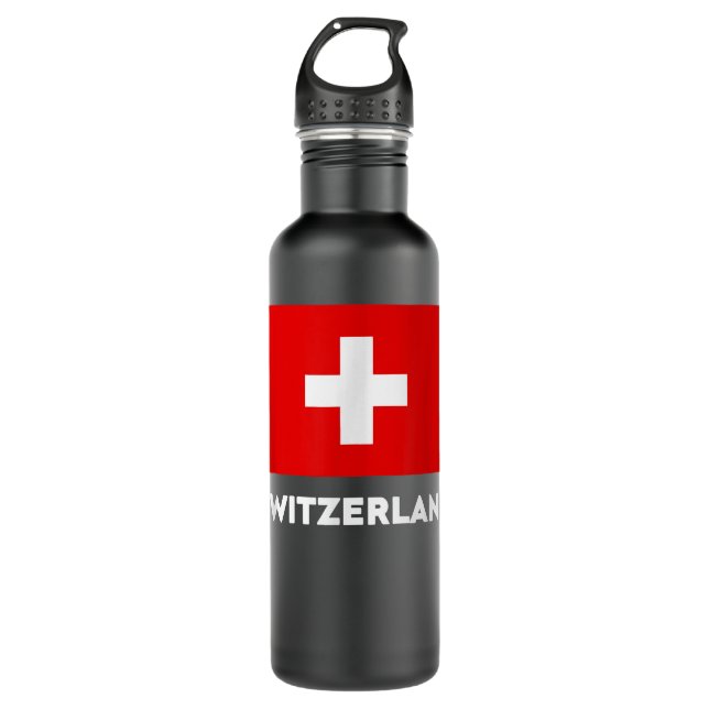 Switzerland Flag Suisse Swiss Schweiz White Red   Edelstahlflasche (Vorderseite)