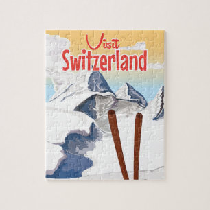 Switzerland Ski travel poster Puzzle