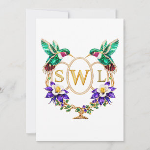 SWL Kolibri-Hochzeit Individuelle Buchstaben Einladung