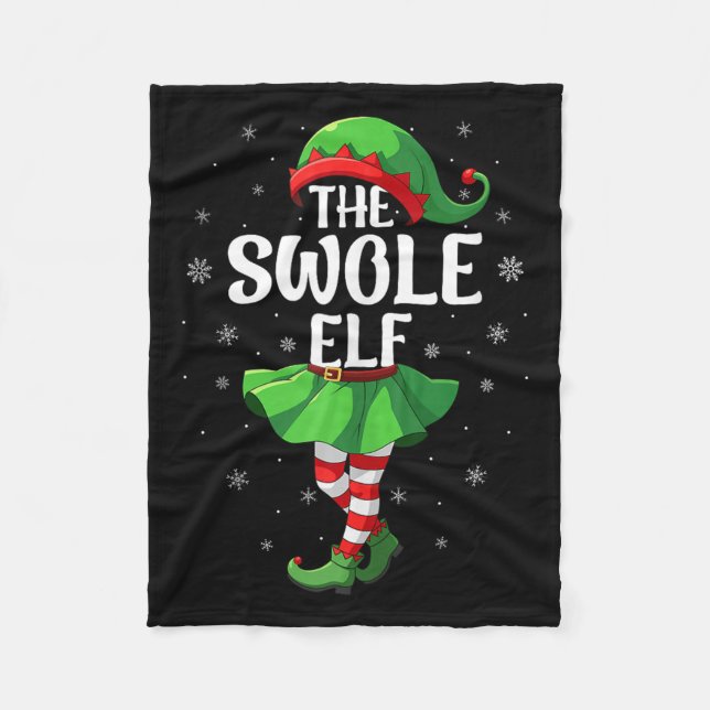 Swole Elf Christmas Girls Women Elf Squad Xmas Fam Fleecedecke (Vorderseite)