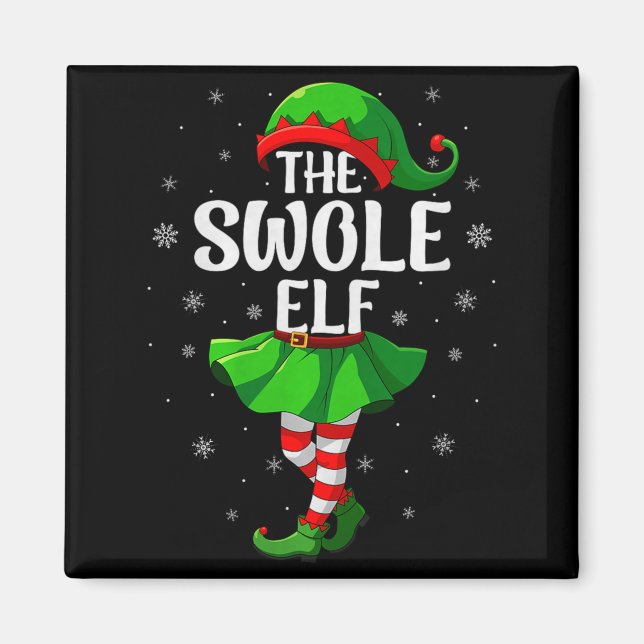 Swole Elf Christmas Girls Women Elf Squad Xmas Fam Magnet (Vorne)
