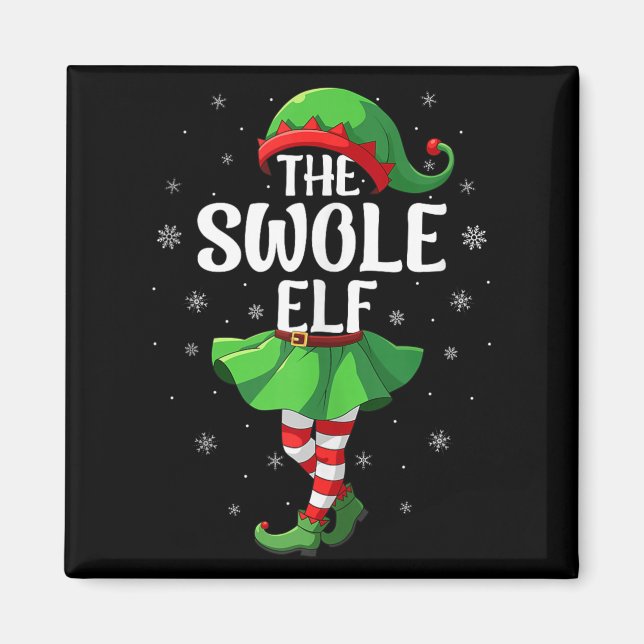 Swole Elf Christmas Girls Women Elf Squad Xmas Fam Magnet (Vorne)