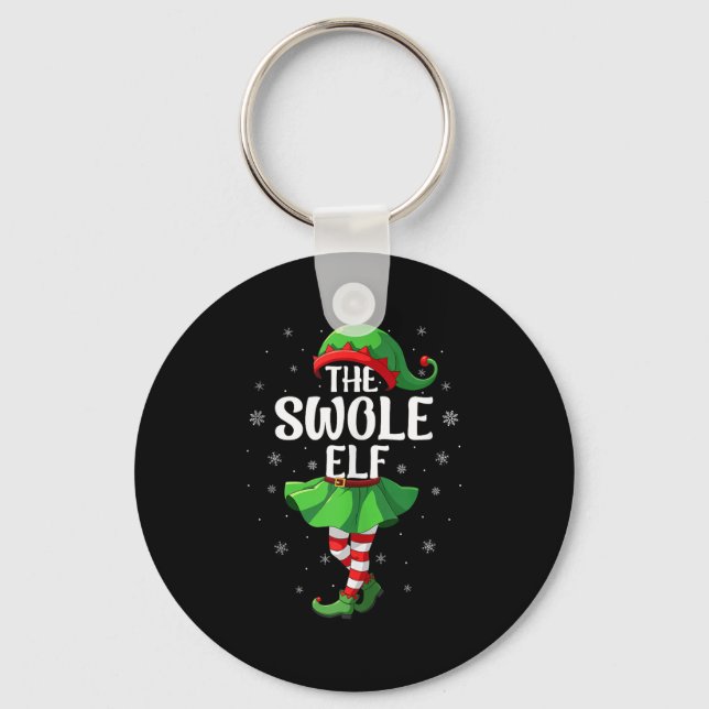 Swole Elf Christmas Girls Women Elf Squad Xmas Fam Schlüsselanhänger (Vorderseite)