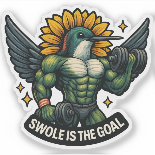 Swole ist der Goal Funny Hummingbird Sticker (Vorderseite)