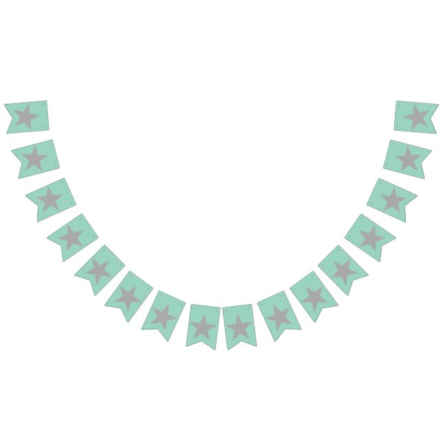 Swollowtail Bunting - Teal Background Grey Stars Wimpelkette (Alle)