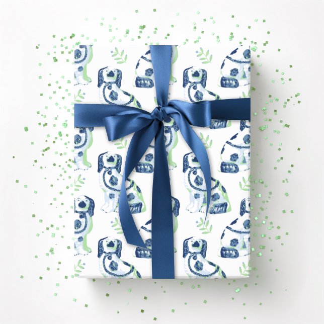 Swoon Staffordshire Dogs Sprig Slate and Green Geschenkpapier (Von Creator hochgeladen)