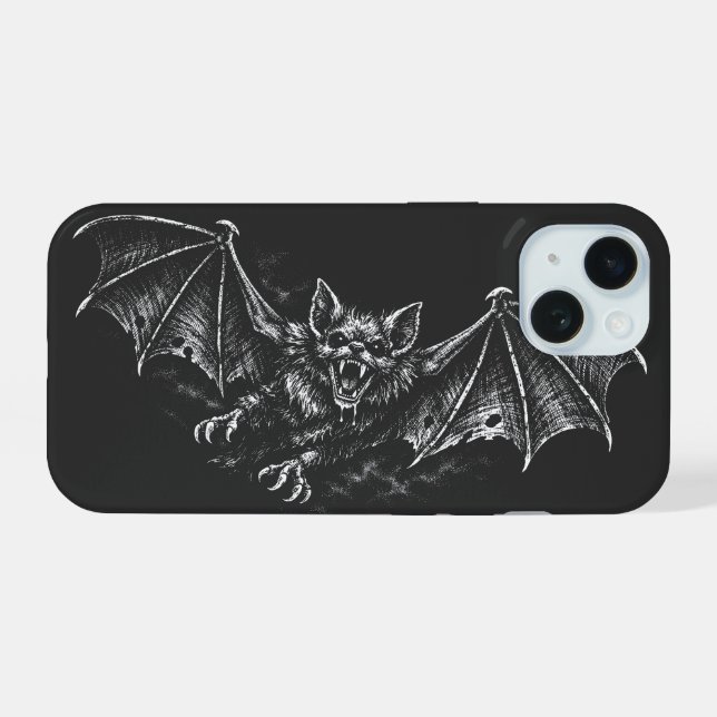 Swooping Bat - von BurnsInHell iPhone 15 Hülle (Rückseite (Horizontal))