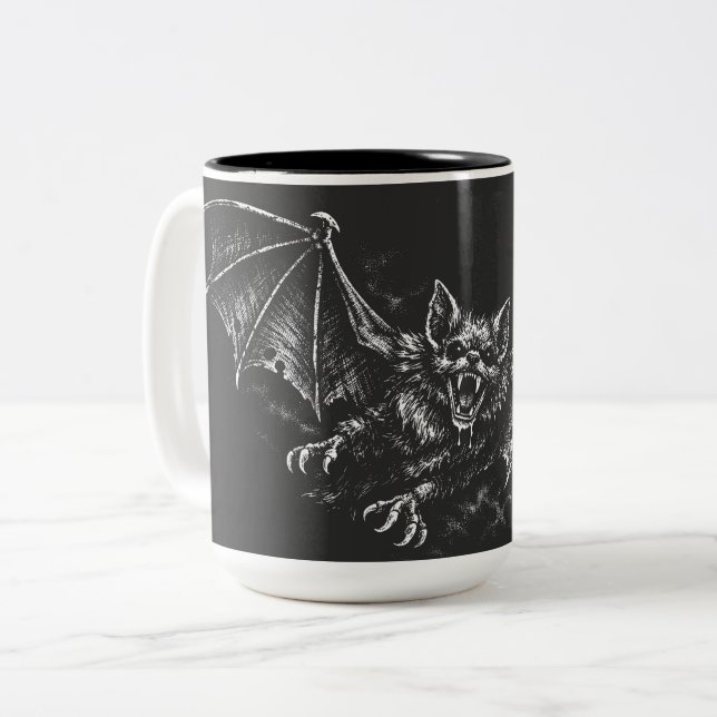 Swooping Bat - von BurnsInHell Zweifarbige Tasse (Vorderseite Links)