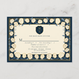 Sword & Shield Fantasy Wedding RSVP Blue Begleitkarte