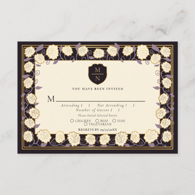 Sword & Shield Medieval Fantasy Wedding RSVP Begleitkarte (Vorderseite)
