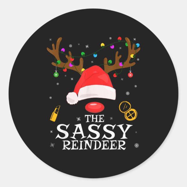 Sy Reindeer Family Matching Christmas Sy Women Gir Runder Aufkleber (Vorderseite)