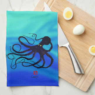 Sybille's Octopus auf Blue Green - Küchentücher