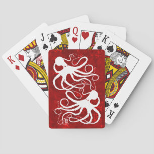 Sybille's Octopus On Red - Bicycle Playing Cards Spielkarten