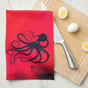 Sybille's Octopus On Red - Küchentücher