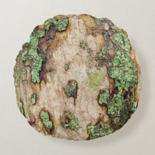 Sycamore Tree Bark Moss Lichen Rundes Kissen