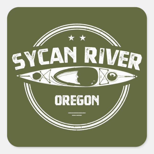 Sycan River Oregon Kayaking Quadratischer Aufkleber (Vorderseite)