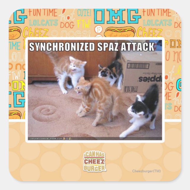Sychronisierter Spaz-Angriff Quadratischer Aufkleber (Vorderseite)