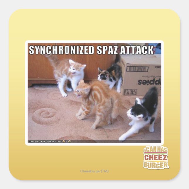 Sychronisierter Spaz-Angriff Quadratischer Aufkleber (Vorderseite)