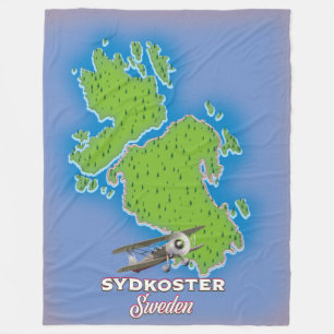 Sydkoster Schweden Vintage Karte Reiseplakat. Fleecedecke