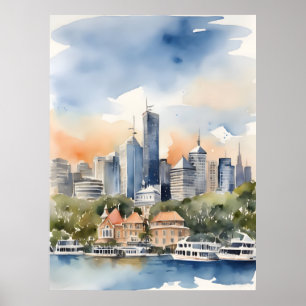 Sydney-Aquarellkunst Poster