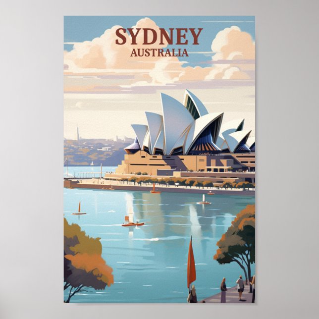 Sydney Australia Berühmter Vintage Travel Place Poster (Vorne)