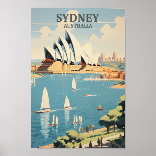 Sydney Australia Berühmter Vintage Travel Place Poster (Vorne)