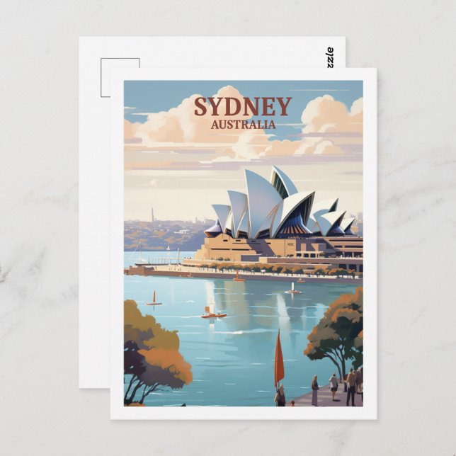 Sydney Australia Berühmter Vintage Travel Place Postkarte (Vorne/Hinten)