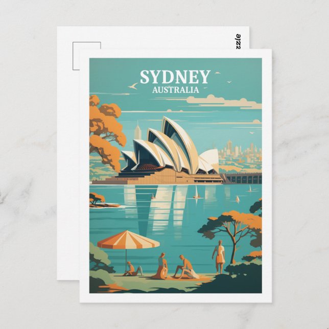 Sydney Australia Berühmter Vintage Travel Place Postkarte (Vorne/Hinten)
