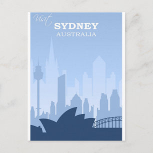 Sydney Australia Blue Vintage Travel Postkarte