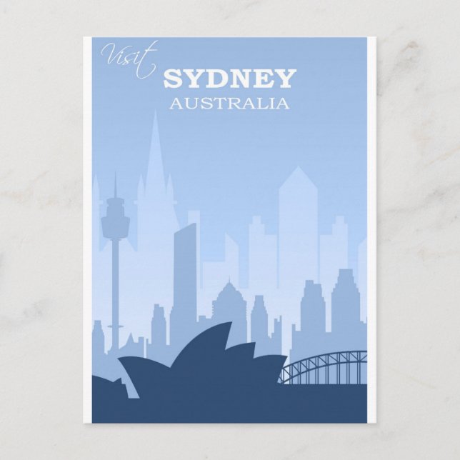 Sydney Australia Blue Vintage Travel Postkarte (Vorderseite)