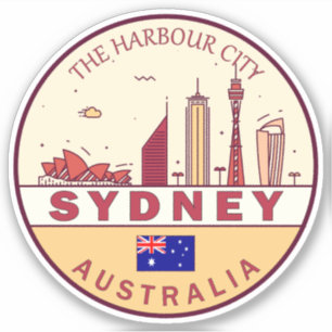 Sydney Australia City Skyline Emblem Aufkleber