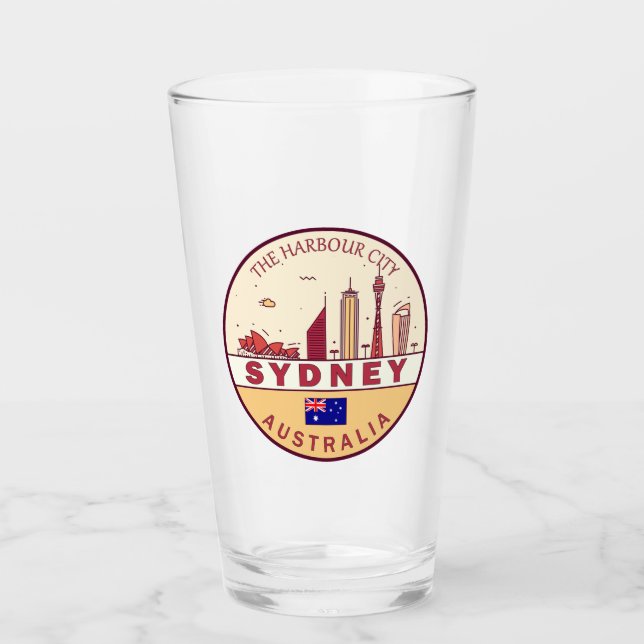 Sydney Australia City Skyline Emblem Glas (Vorderseite)