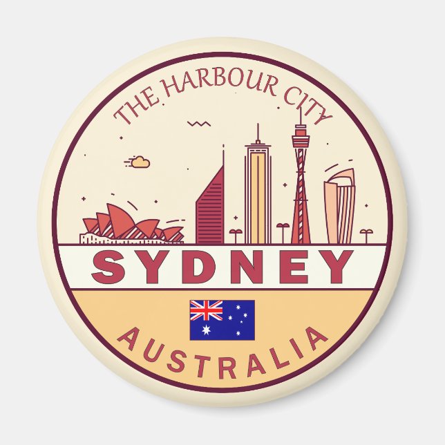 Sydney Australia City Skyline Emblem Magnet (Vorne)
