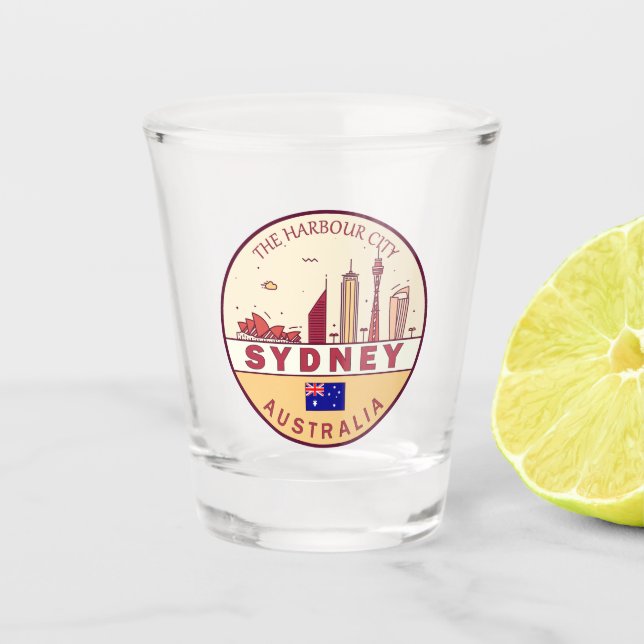 Sydney Australia City Skyline Emblem Schnapsglas (Vorderseite)
