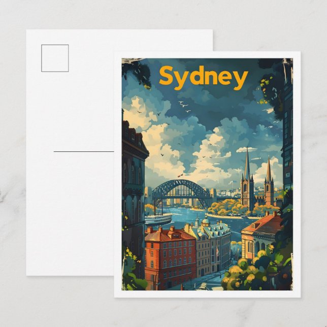 Sydney Australia Classic Retro Vintage Travel Postkarte (Vorne/Hinten)
