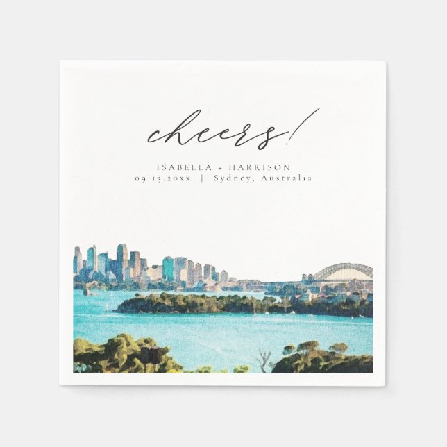 SYDNEY AUSTRALIA Hochzeit der Wasserfarbe Strand S Serviette (Vorderseite)