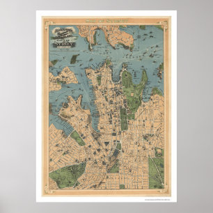 Sydney Australia Map 1922 Poster