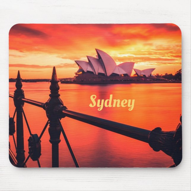 Sydney Australia Opernhaus Orange Sky Mousepad (Vorne)