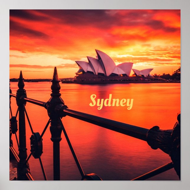 Sydney Australia Opernhaus Orange Sky Poster (Vorne)